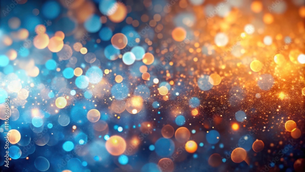 Abstract Shimmering Background with Blue and Orange Bokeh Lights and Glittering Dust Abstract Shimmering Background with Blue and Orange Bokeh Lights and Glittering Dust