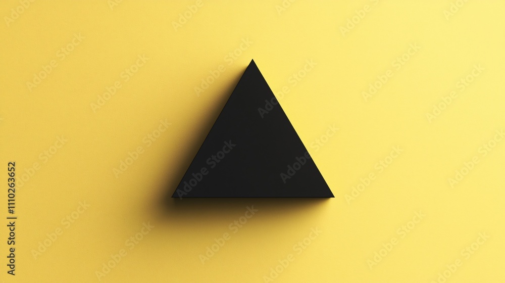 Black triangle icon points upwards against a bright yellow background Black triangle icon points upwards against a bright yellow background