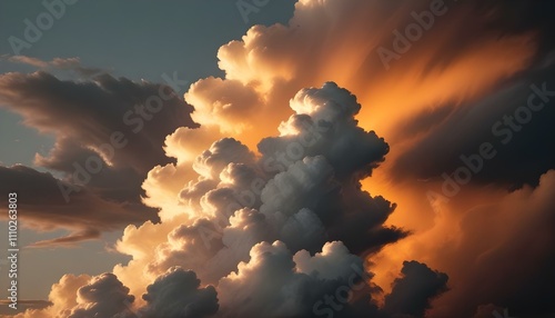 Espectacular cielo nublado con ondulantes nubes blancas y grises photo