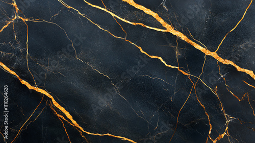 Elegant black marble with striking golden veins for luxurious design projects.