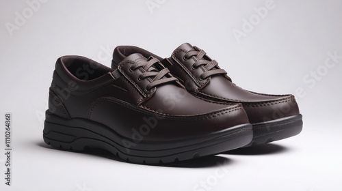 Stylish brown leather men's shoes displayed on a clean white background showcasing comfort and versatility for everyday wear