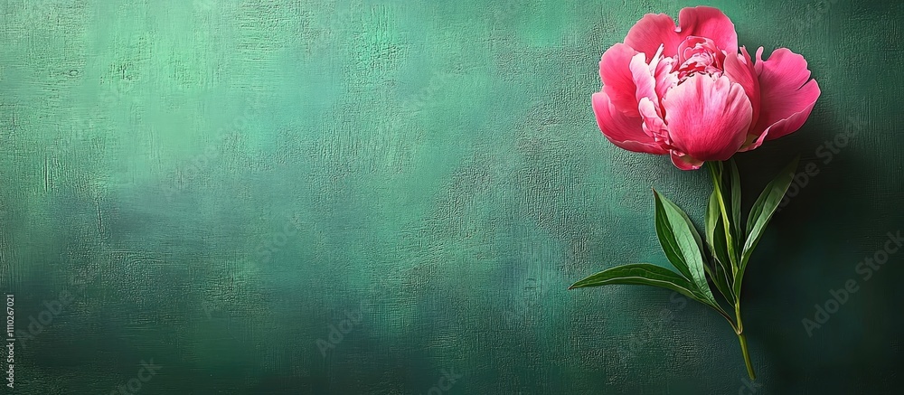 Elegant peony blossom highlighting vibrant green textured background for floral design and nature themes. Elegant peony blossom highlighting vibrant green textured background for floral design and nature themes.