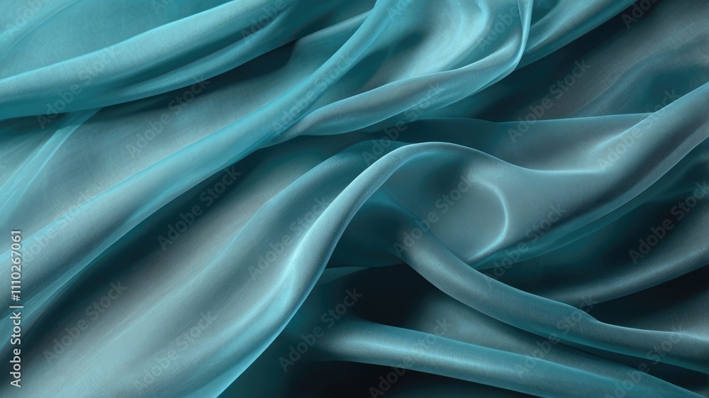 Obraz premium Cyan color Abstract background of a semitransparent silk fabric