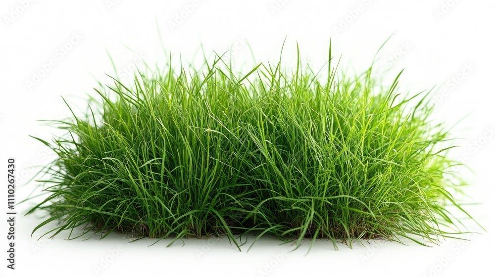 Lush green grass clump isolated on white background ideal for advertising botanical themes and landscape design concepts Lush green grass clump isolated on white background ideal for advertising botanical themes and landscape design concepts