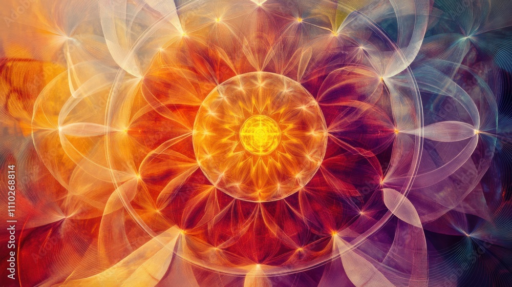 An evocative visualization of abstract, multi-colored circles radiating outward to create a unified, glowing mandala on a neutral surface An evocative visualization of abstract, multi-colored circles radiating outward to create a unified, glowing mandala on a neutral surface