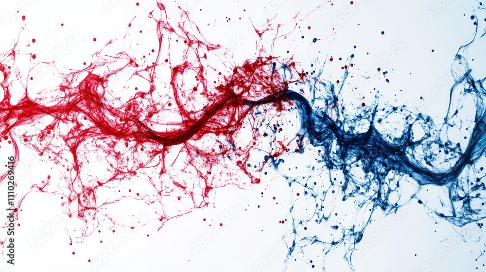Abstract red and blue vascular network on a white background, artistic interpretation of blood flow Abstract red and blue vascular network on a white background, artistic interpretation of blood flow