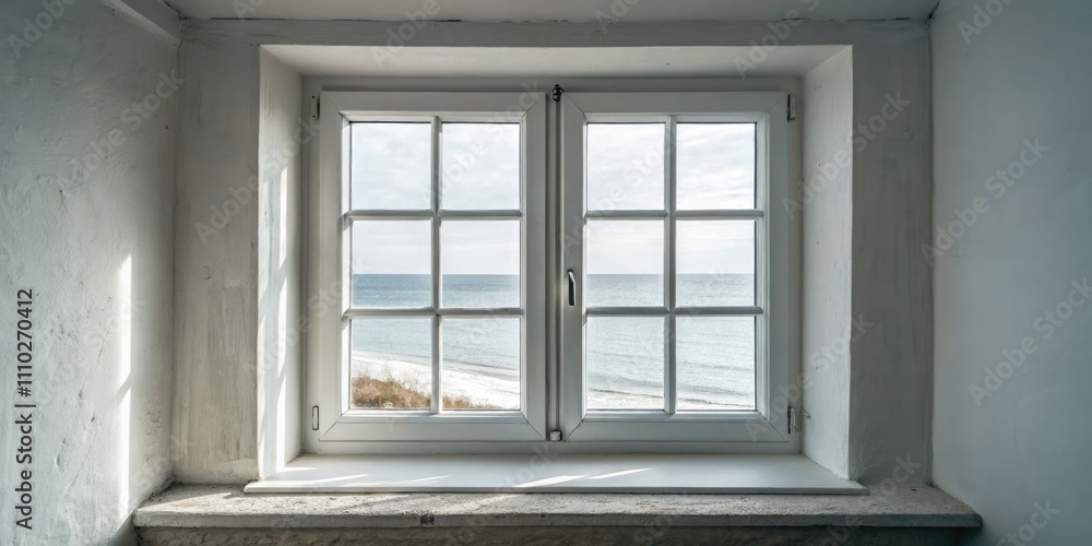 Isolated Minimalist White Window Against a Soft Background for Tranquil Atmosphere and Serenity in Architecture Photography Isolated Minimalist White Window Against a Soft Background for Tranquil Atmosphere and Serenity in Architecture Photography