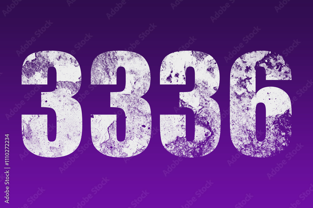 flat white grunge number of 3336 on purple background. flat white grunge number of 3336 on purple background.