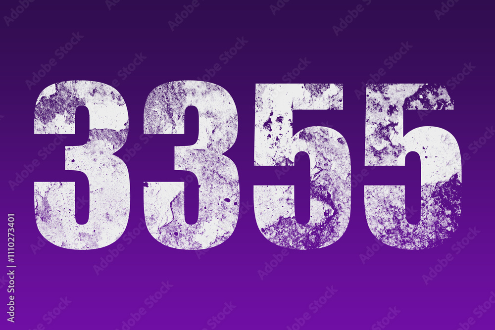 flat white grunge number of 3355 on purple background. flat white grunge number of 3355 on purple background.
