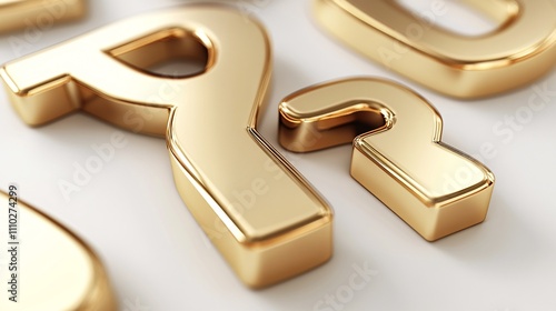 93.A set of 3D golden percent symbols placed on a pure white background. Each symbol is rendered with realistic reflections and smooth edges, giving a luxurious and elegant appearance. Subtle shadows