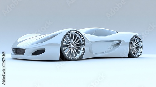 31.Futuristic Sports Car in Motion - Front Perspective View (3D Render, Generic Design):