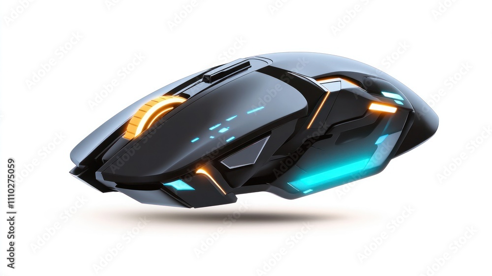 Detailed vector art of a dual-purpose gaming and office mouse, floating on white background Detailed vector art of a dual-purpose gaming and office mouse, floating on white background
