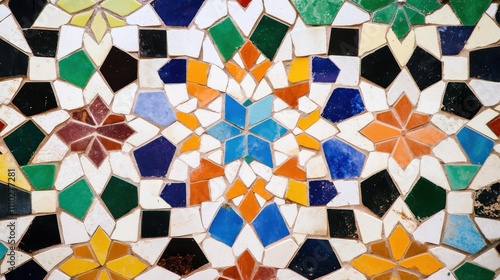An inspiring image of a diverse assortment of vibrant, geometric tiles forming a beautiful, intricate mosaic pattern