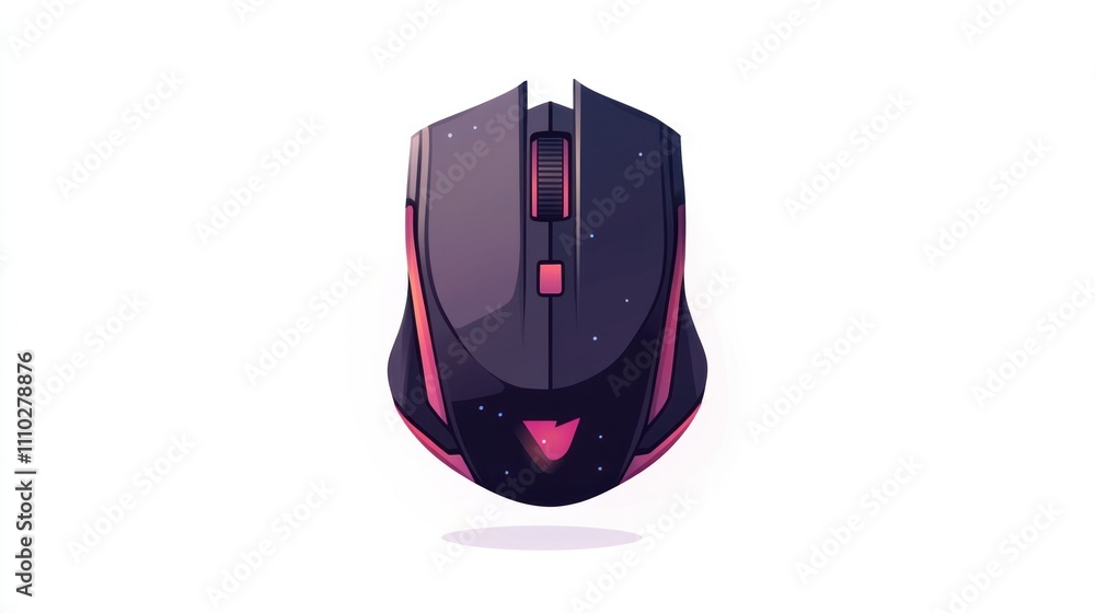 Flat vector of an ambidextrous mouse with a symmetrical design, floating on white background Flat vector of an ambidextrous mouse with a symmetrical design, floating on white background