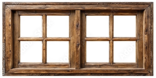 A Rustic Double-Hung Window with Six Panes, Featuring a Distressed Wood Frame and a Simple, Elegant Design.