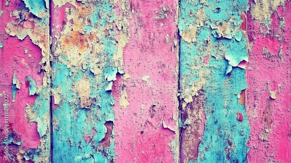 Peeling paint on a weathered metal surface showcasing vibrant pink and blue textures with scratches and rust for artistic backgrounds Peeling paint on a weathered metal surface showcasing vibrant pink and blue textures with scratches and rust for artistic backgrounds