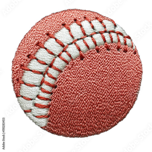 Details of a baseball patch design with intricate embroidery work and texture