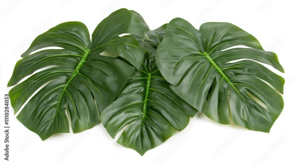 Monstera leaf arrangement on a white background perfect for tropical themed designs and nature inspired decor. Monstera leaf arrangement on a white background perfect for tropical themed designs and nature inspired decor.