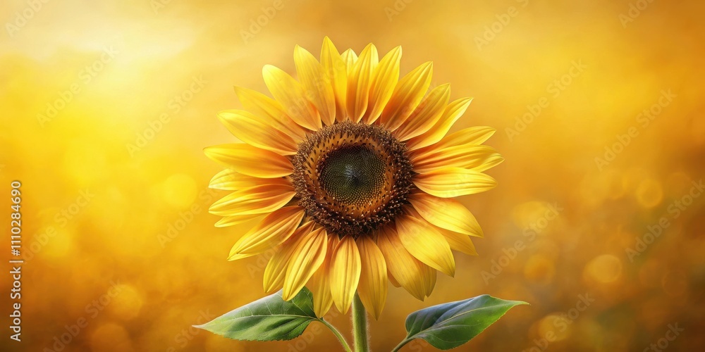 Fototapeta premium A Single Sunflower in a Field of Golden Light, Capturing the Essence of Summer's Warmth and Radiance
