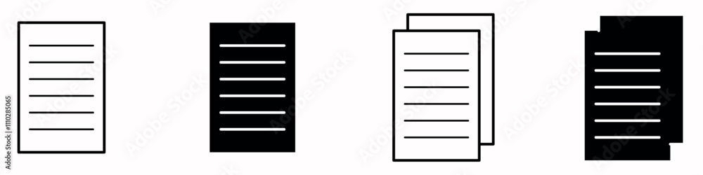 Document icon. Document, file icon and line icon. Paper document, file vector icon collection. Document icon. Document, file icon and line icon. Paper document, file vector icon collection.