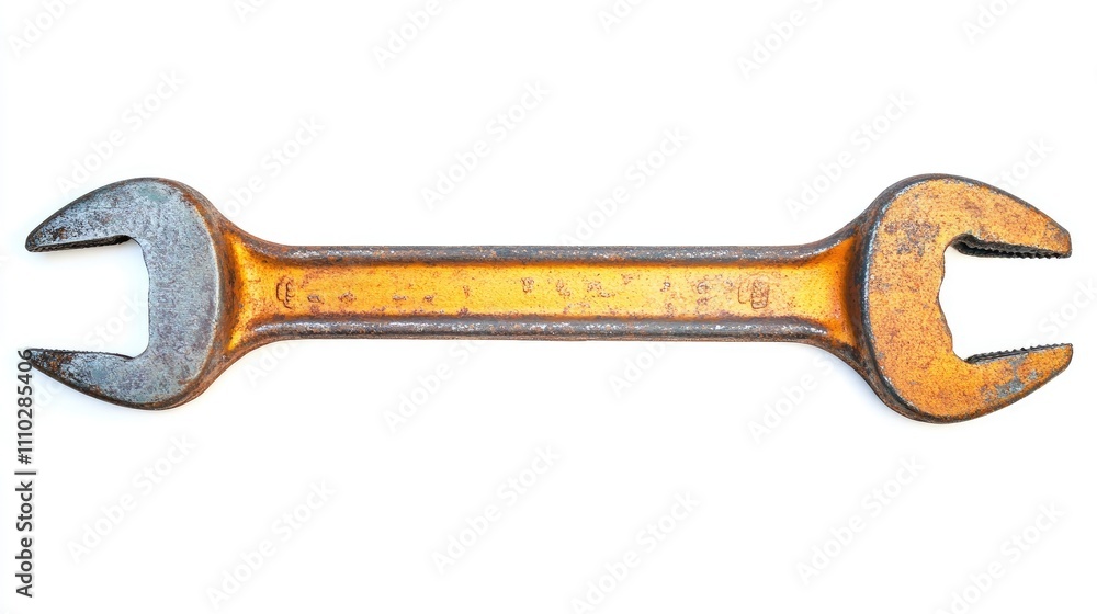 Antique grungy wrench isolated on white background showcasing vintage tool for mechanics and collectors highlighting rustic charm Antique grungy wrench isolated on white background showcasing vintage tool for mechanics and collectors highlighting rustic charm