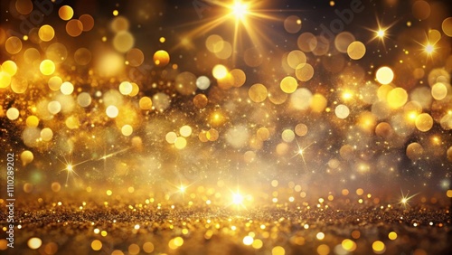 Sparkling Golden Lights and Glimmering Glitter Create a Festive and Magical Background