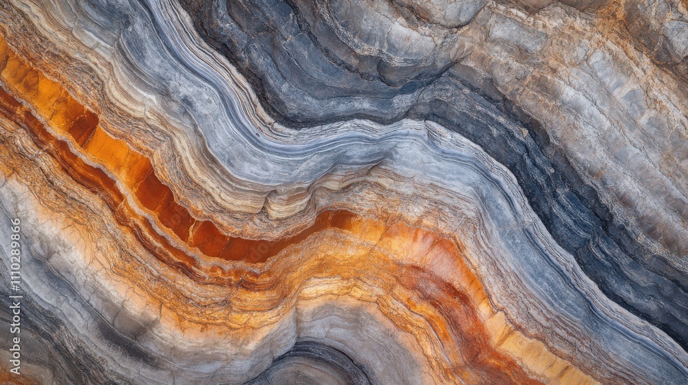 Stunning patterns in natural stone showcasing rich colors in layers of gray and orange Stunning patterns in natural stone showcasing rich colors in layers of gray and orange