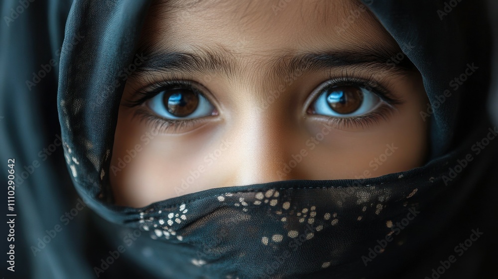 Close-up of a young Saudi Arabian girl with a hijab Close-up of a young Saudi Arabian girl with a hijab