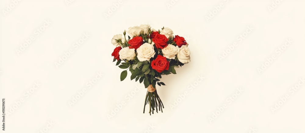 Mother's Day greeting card featuring a vibrant bouquet of fresh red and white roses elegantly arranged with green foliage Mother's Day greeting card featuring a vibrant bouquet of fresh red and white roses elegantly arranged with green foliage