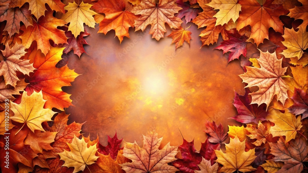Fototapeta premium A radiant autumn background with a warm golden glow and vibrant fall foliage, showcasing the beauty of changing seasons.