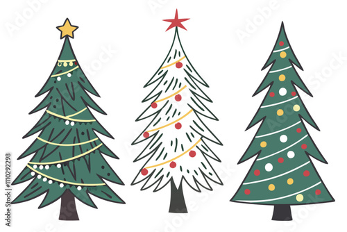 A set of charismas tree white background .eps