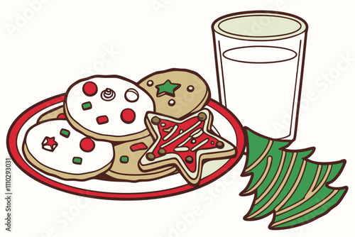 Christmas cookies and milk clean silhouette color D.eps