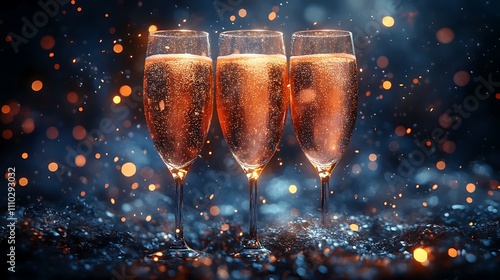 Festive Sparkling Champagne Flutes  Celebration  New Year