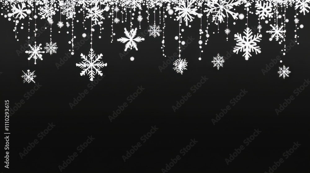 Winter wonderland snowflakes falling nature digital art black background aesthetic concept Winter wonderland snowflakes falling nature digital art black background aesthetic concept