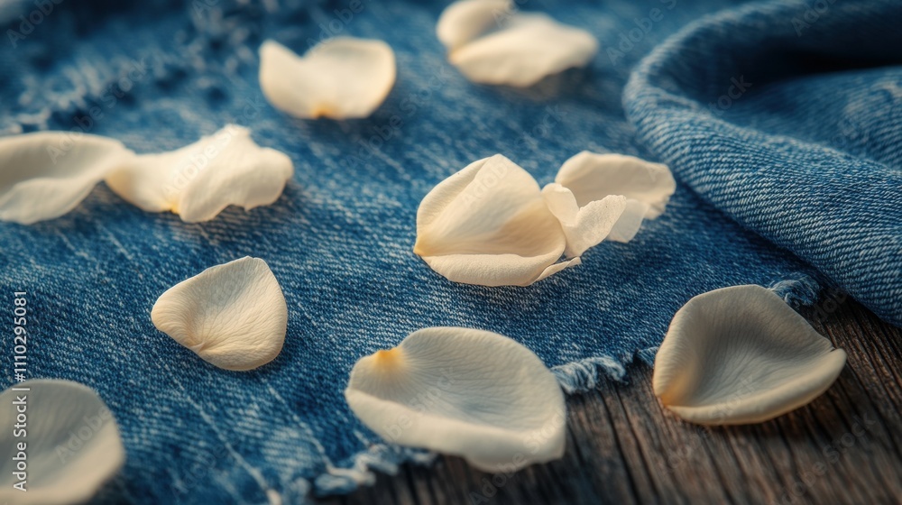 Softly lit scene of jasmine petals scattered on a wooden table, evoking a sense of calm and romance. Close-up of denim fabric showcasing intricate stitching and texture, illuminated by soft light. Softly lit scene of jasmine petals scattered on a wooden table, evoking a sense of calm and romance. Close-up of denim fabric showcasing intricate stitching and texture, illuminated by soft light.
