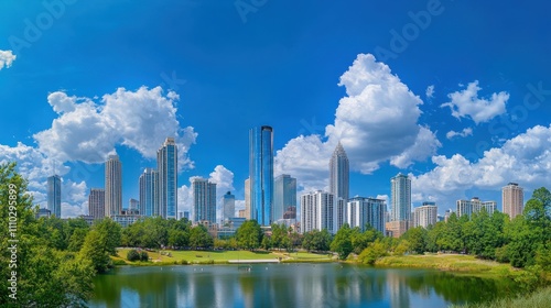 City skyline reflection atlanta landscape photo urban nature panoramic view