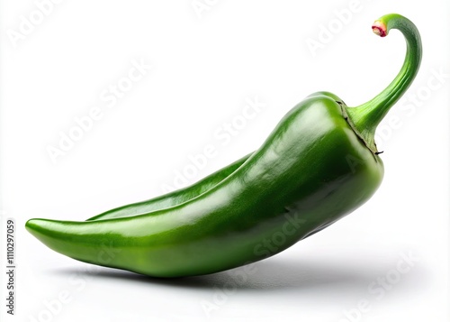 Green Chili Pepper Silhouette, Isolated White Background, Spicy Food Photography, Silhouette Image photo