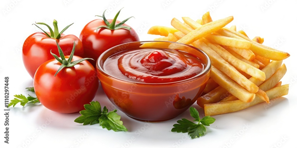 Ketchup French Fries Tomato Sauce Still Life Photography, Food Photography White Background, Isolated Food Image, Culinary Image Ketchup French Fries Tomato Sauce Still Life Photography, Food Photography White Background, Isolated Food Image, Culinary Image