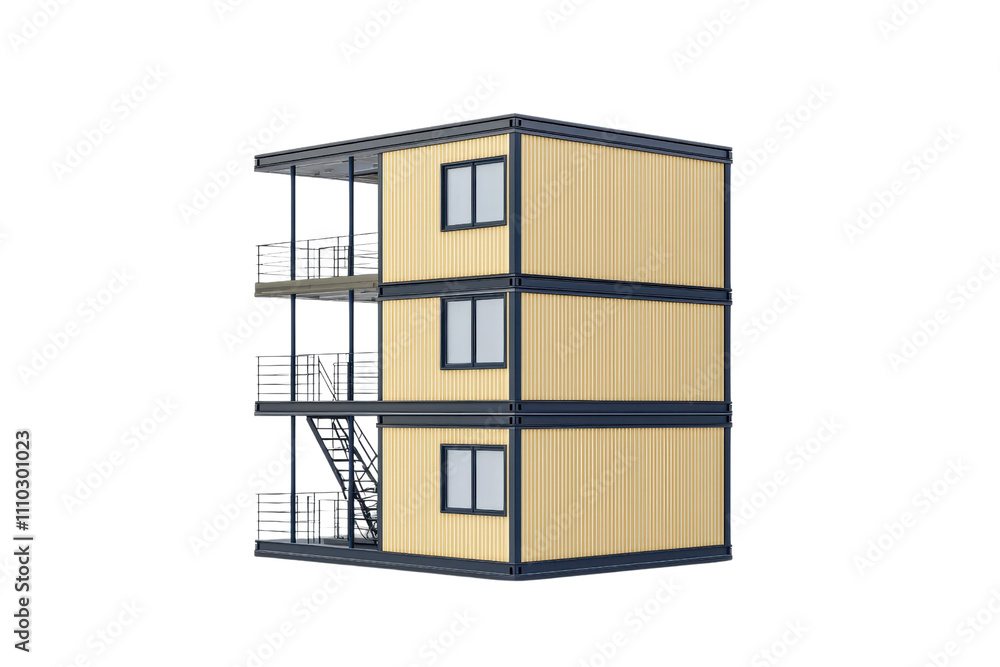 A modern, multi-story building featuring a sleek design with large windows and a staircase, showcasing a contemporary aesthetic. A modern, multi-story building featuring a sleek design with large windows and a staircase, showcasing a contemporary aesthetic.