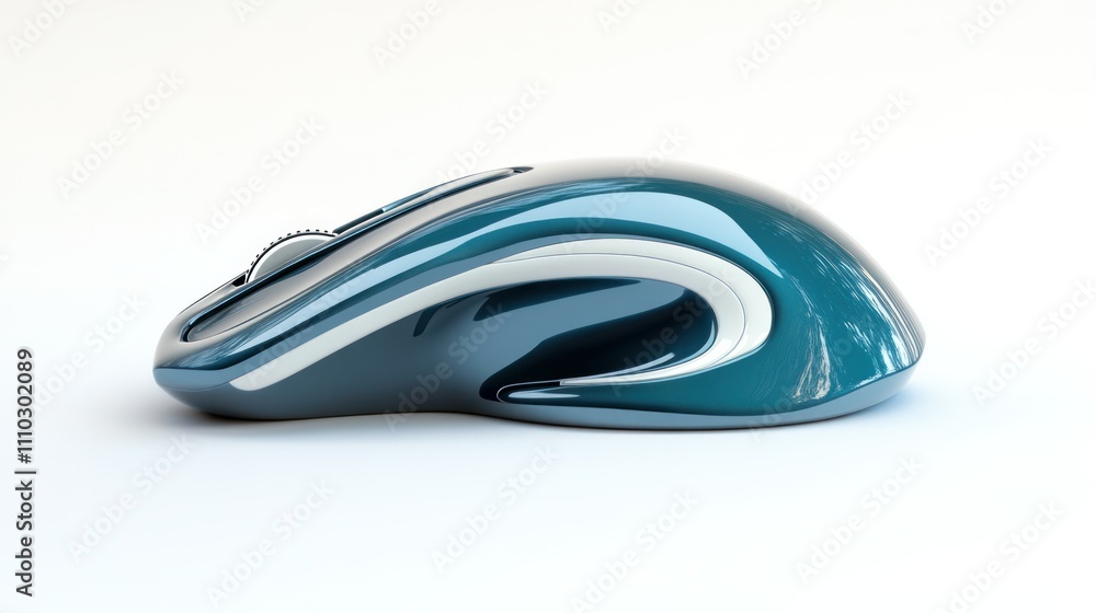 Naklejka premium Stylized vector of a sculpted ergonomic mouse for wrist support, isolated on white