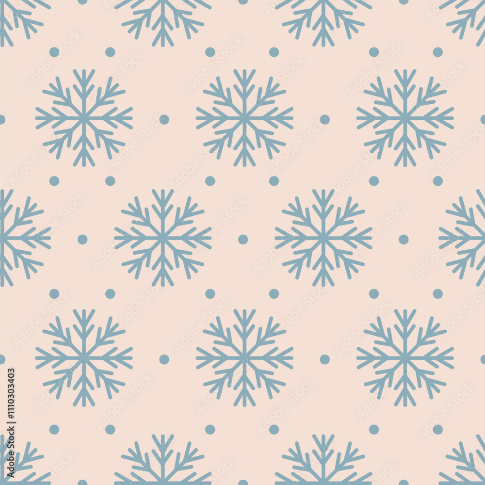Seamless vector Christmas pattern with turquoise snowflakes on a beige background Seamless vector Christmas pattern with turquoise snowflakes on a beige background