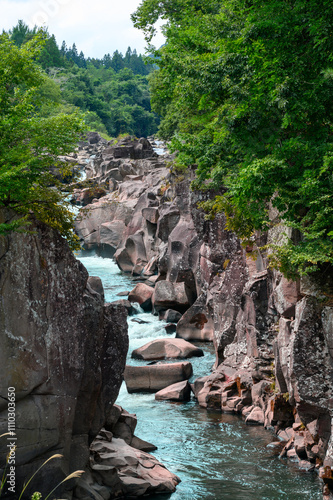 夏の厳美渓の風景 photo