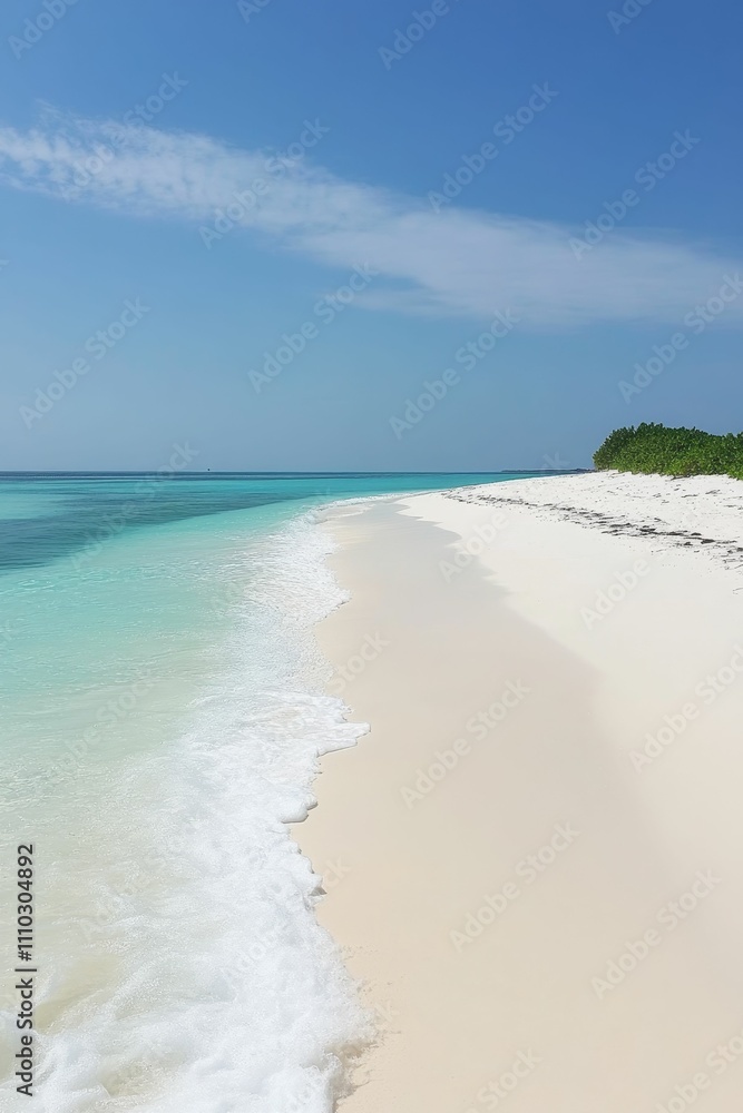 White sand, turquoise water, gentle waves, tropical beach. White sand, turquoise water, gentle waves, tropical beach.