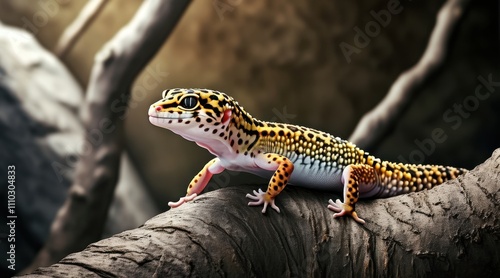 Leopard Gecko on Twigs: A Cinematic Nature Portrait