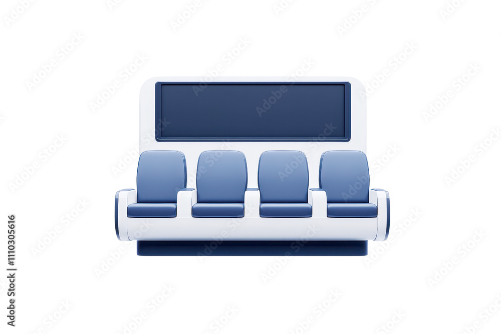 A modern seating arrangement featuring a row of blue chairs with a sleek design. A modern seating arrangement featuring a row of blue chairs with a sleek design.