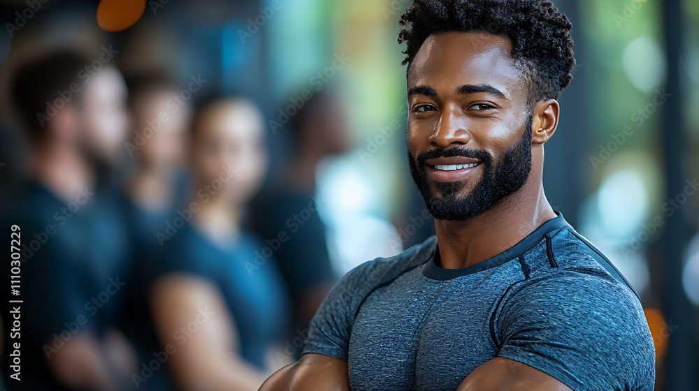 Personal trainer leading a weight training session, clients showing focus and motivation Personal trainer leading a weight training session, clients showing focus and motivation