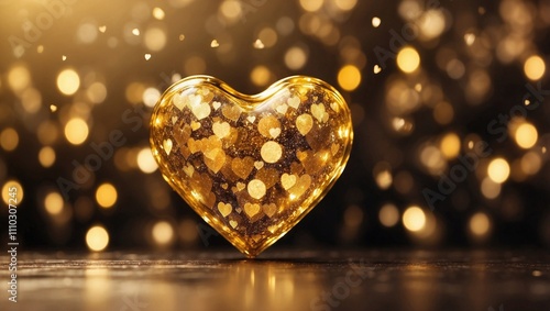 golden heart shaped bokeh 