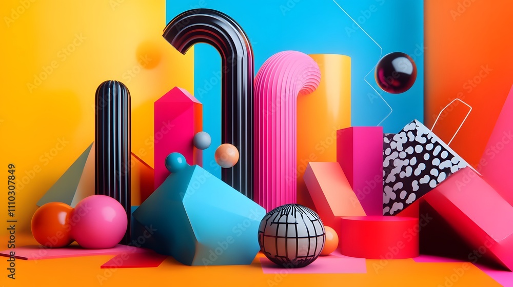 Obraz premium Abstract Geometric Design in Vibrant Colors