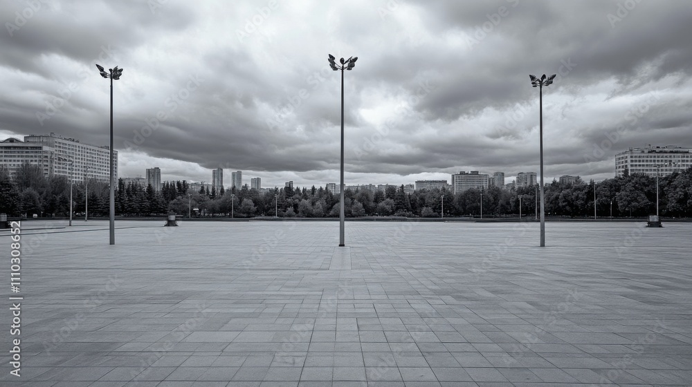 Obraz premium The silent protests in stark, empty squares under oppressive regimes, Revealing the resistance against authoritarian rule