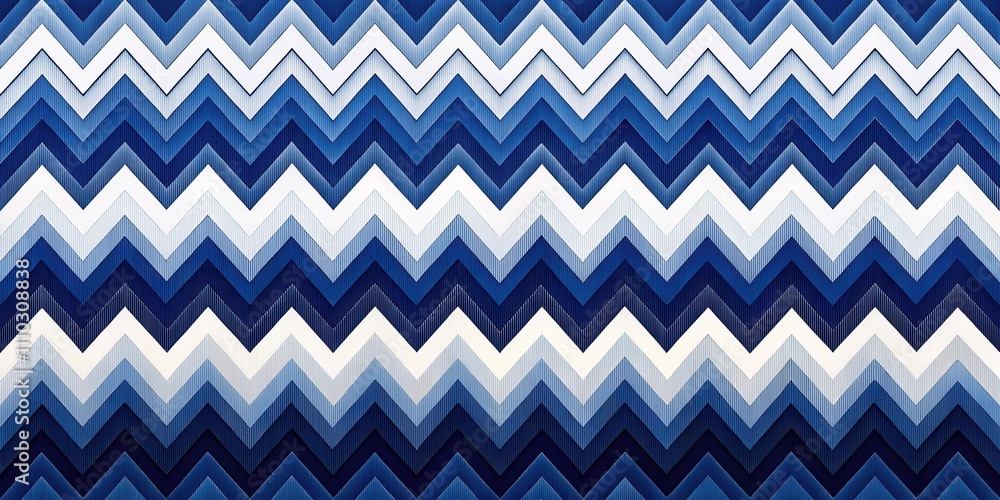 Abstract Geometric Pattern of Chevron Shapes in Shades of Blue and White Abstract Geometric Pattern of Chevron Shapes in Shades of Blue and White